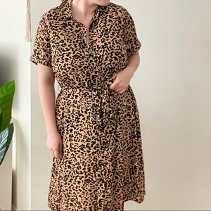 Leopard Midi Shirt Dress